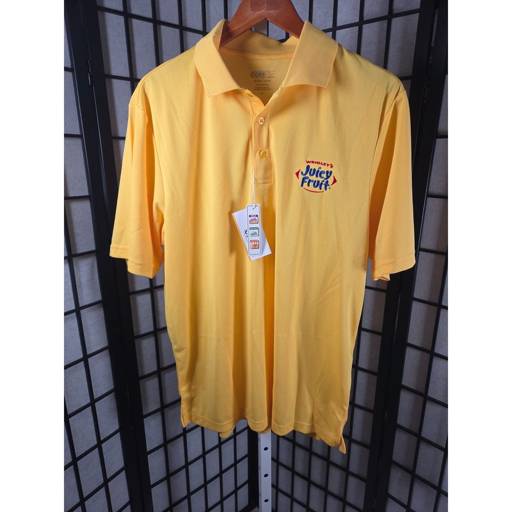 Core 365 Mens Yellow Juicy Fruit Wrigley's Embroidered Performance Polo Shirt L